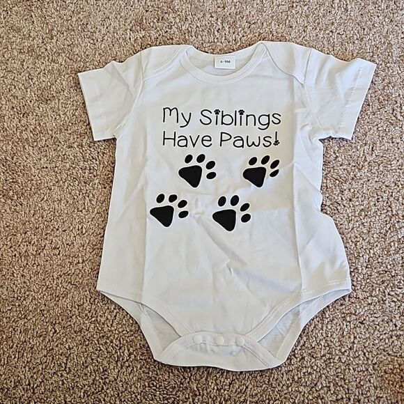 Other - NWOT White onesie with cute black paws